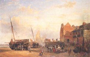 Le Port De Peche by Charles Louis Mozin