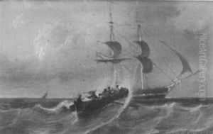 Dory Rowing To Ship