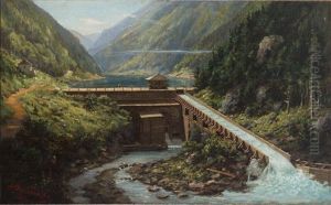 Mountain Landscape With A River Dam