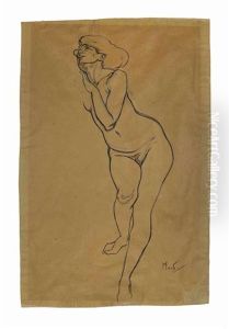 Femme Nue Debout: Etude Pour Petronius Et Eunice (quo Vadis) by Alphonse Mucha