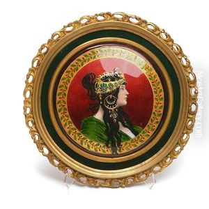 Art Nouveau Limoges Plaque Of Beauty by Alphonse Mucha