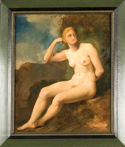 Weibl. Akt In Der Natur, Den Kopf Stutzend