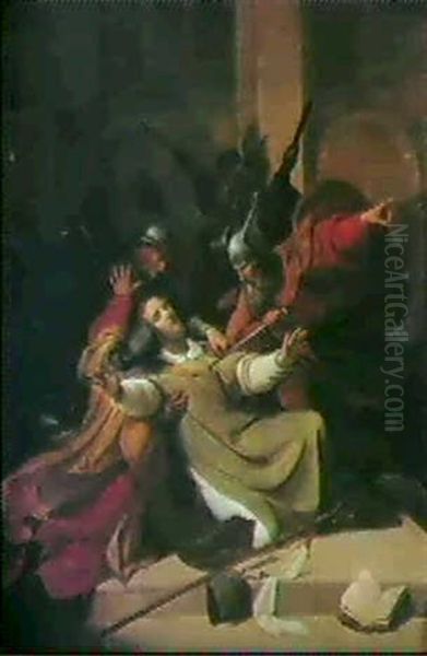Thomas Becket Overfalles I Katedralen I Canterbury Av Fyra Riddare - view 1