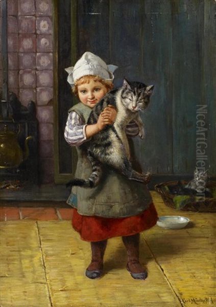 Hollandermadchen Mit Katze - view 1