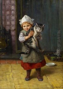 Hollandermadchen Mit Katze by Karl Emil Muecke