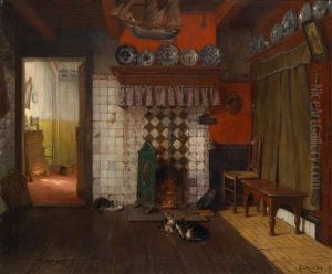 Interieur Mit Katzchen by Karl Emil Muecke