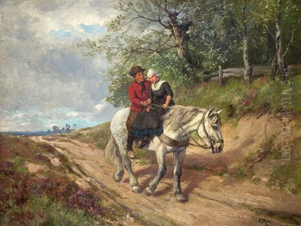Junges Paar Auf Einem Schimmel - view 1