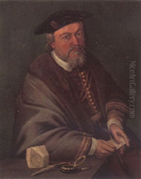 Portrait Of A Gentleman, Seated Half Length, Holding A Letter - view 1