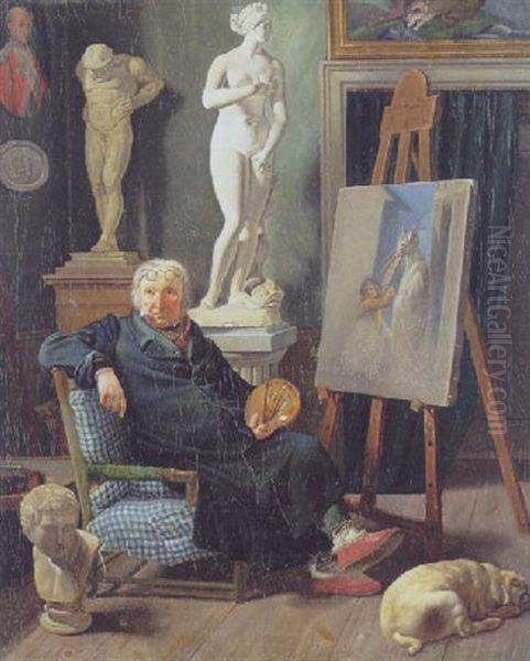 Portraet Af Maleren C.a. Lorentzen I Sit Atelier - view 1