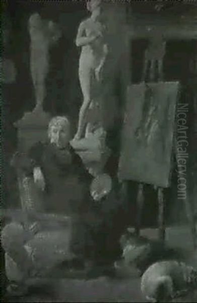Maleren C.a. Lorentzen I Sit Atelier                        (kopi Efter Martinus Rorbye) - view 1