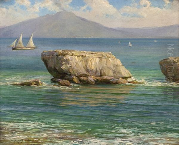 Boats In A Rocky Seascape - view 1