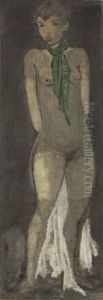 Madchen Mit Grunem Schal (elfriede Timm) / Stehender Madchenakt (maschka Mueller) (beidseitig Bemalt) by Otto Mueller