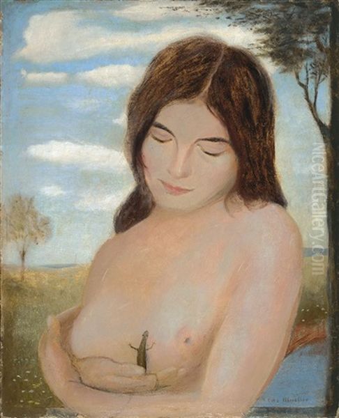 Junge Frau Mit Eidechse - Madchen Mit Salamander - view 1