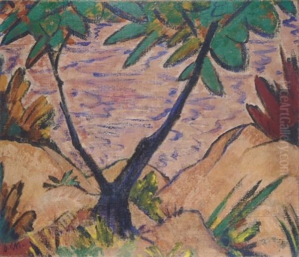 Landschaft Mit Gegabeltem Baum (+ Liegendes Madchen, Verso) - view 1