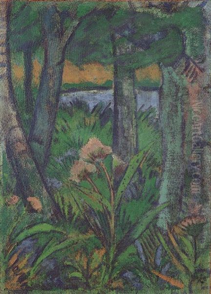 Waldstuck Mit Blumen Und Teich - view 1