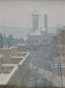 New York Rooftops In Winter by George F. Muendel