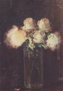 Le Bouquet De Roses Blanches by Jules Alexis Muenier