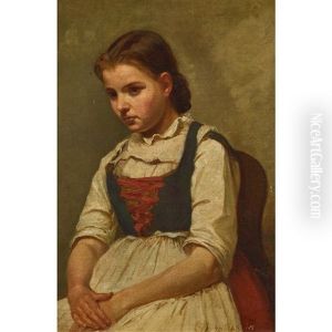 Sitzendes Luzerner Trachtenmadchen by Jost Muheim