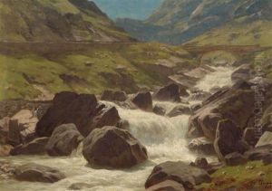 Berglandschaft Bei Der Schollenenschlucht by Jost Muheim