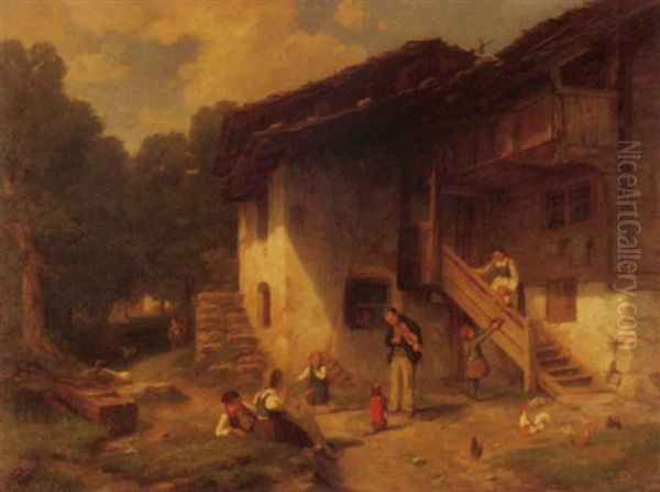 Ein Bettelmusikant Vor Einem Bauernhaus - view 1