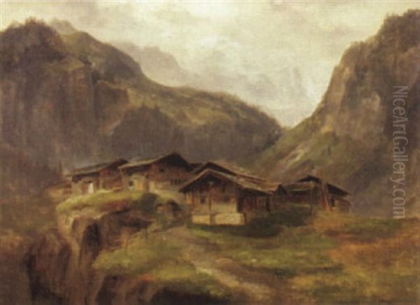 Alphutten Vor Gebirgseinschnitt - view 1