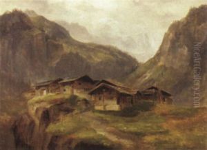 Alphutten Vor Gebirgseinschnitt by Jost Anton Muheim
