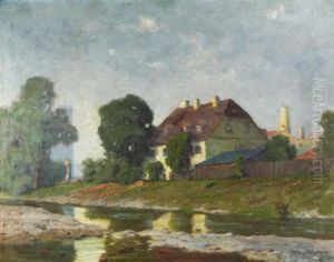 Bei Der Ludwigsbrucke In Munchen by Josef Muehlbeck