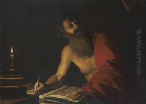 Saint Jerome Reading By Candlelight by Trophime Bigot