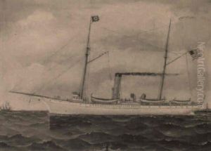 The American Schooner S. L. Jensen-u. S. S. Bache by Otto Muhlenfeld