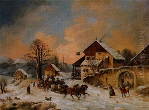 Schlittenfahrt Einer Hochzeitsgesellschaft In Der Sachsischen Schweiz - view 1