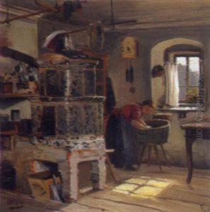 Stubeninterieur Mt Bauerin by Albert Ernst Muehlig