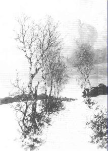 Winterliche Schneelandschaft Mit Birken