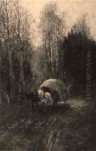 Landstrase Im Herbstwald by Albert Ernst Muehlig