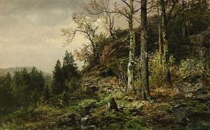 Waldrand Mit Asendem Reh by Bernhard Muehlig