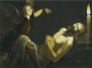 An Angel Watches Over The Dead Christ by Trophime Bigot
