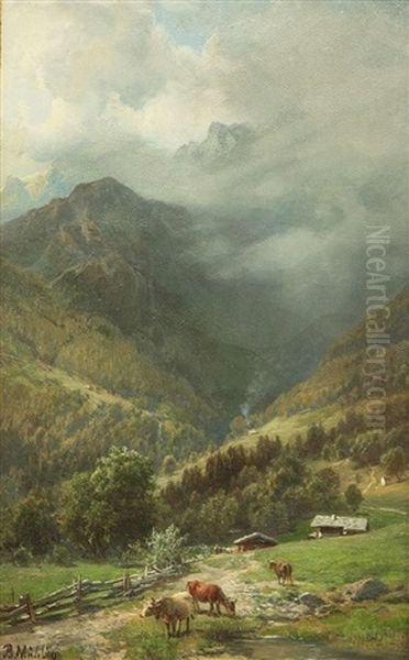 Sommerliche Alpenlandschaft Mit Kuhen - view 1