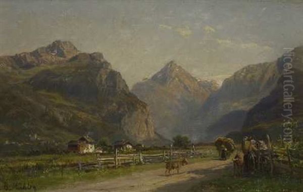 Gebirgstal Mit Bauerlicher Figurenstaffage - view 1