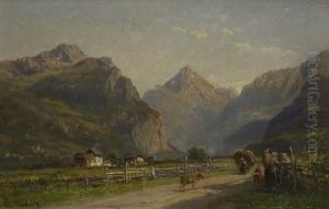 Gebirgstal Mit Bauerlicher Figurenstaffage