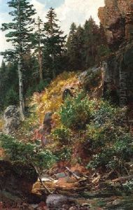 Fruhling Am Gebirgsbach by Bernhard Muehlig