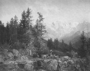 Alpenlandschaft Mit Blick Auf Das Wettersteingebirge Alpenlandschaft Mit Blick Auf Das Wettersteingebirge