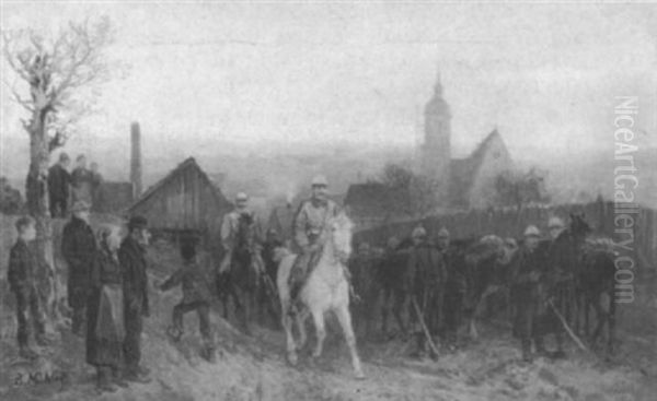 Halt Der Kavallerie In Einem Dorf - view 1