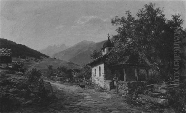 Alpenlandschaft Mit Dorfkapelle - view 1