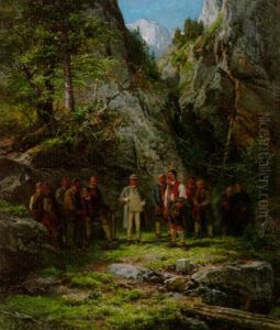 Hoher Besuch Am Grenzstein Im Gebirgswald