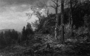 Herbstliche Waldlichtung Mit Weidendem Tier by Bernhard Muehlig
