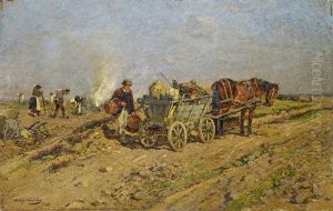 Hessische Bauern Bei Der Ernte by Hugo Muehlig