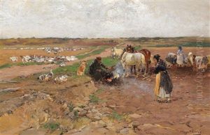 Bei Der Kartoffelernte by Hugo Muehlig
