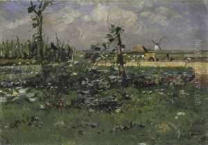 Sommerlandschaft Mit Windmuhle by Hugo Muehlig