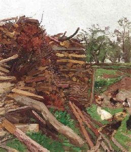 Huhner An Einem Holztapel