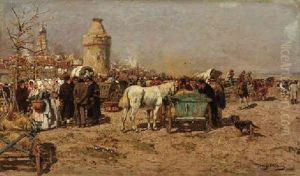 Viehmarkt In Hessen by Hugo Muehlig