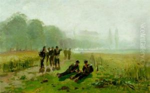 Soldiers Resting In The Field by Hugo Muehlig